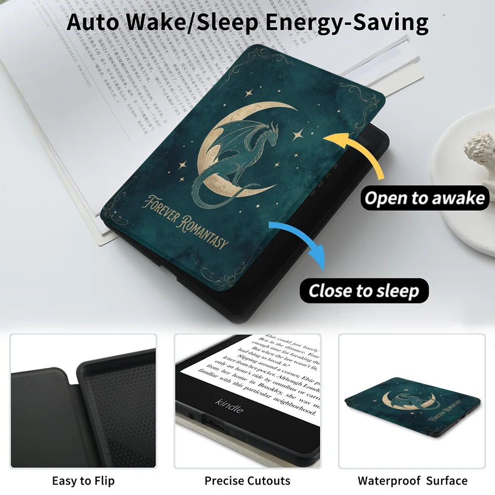 Funda protectora Dragon Moon para el nuevo Kindle de 6'' de 11.ª generación, lanzado en 2024/2022, RS23CV C2V2L3, diseño Starry Night Fox Prince.