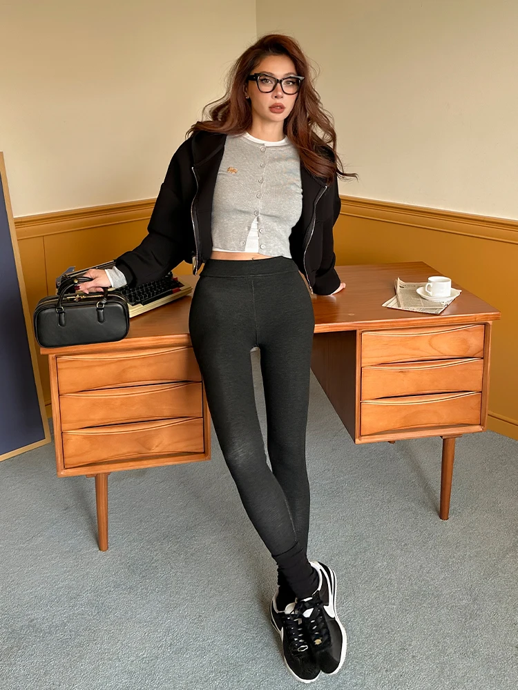 

Le Palais Vintage Original Fce Lined Wide Leg Snowflake ey Women's Leggings Original Design Long Trousers for Ladies