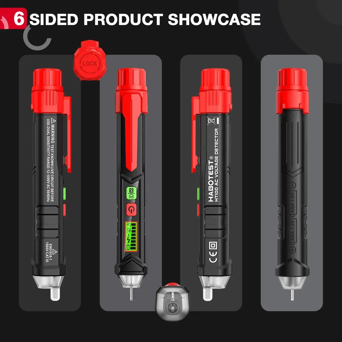 HABOTEST HT90 HT100 HT100P HT101 Non-Contact AC Voltage Tester 12-300V Digital Voltage Detector Screwdriver Electric Test Pen