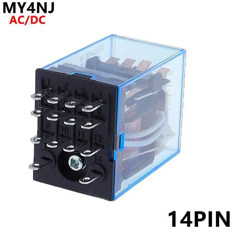 5PCS MY4 General Small Electromagnetic Power Relay AC12V/ 24V /110V 220V MY4NJ Coil 4NO 4NC Relay
