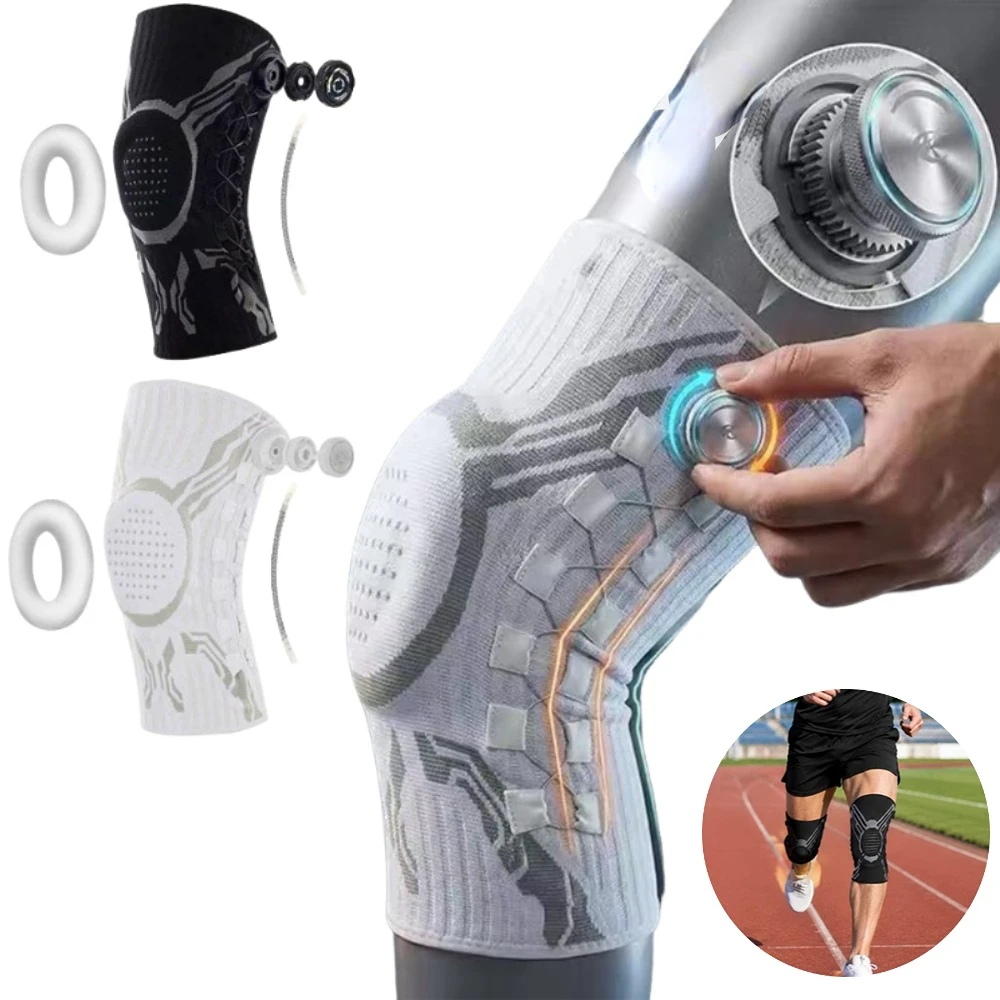 Adjustable Knob Knee Support Sleeve Hinged Knee Brace Joint Pain Relief Arthritis Meniscus Tear for Running Basketball Badminton