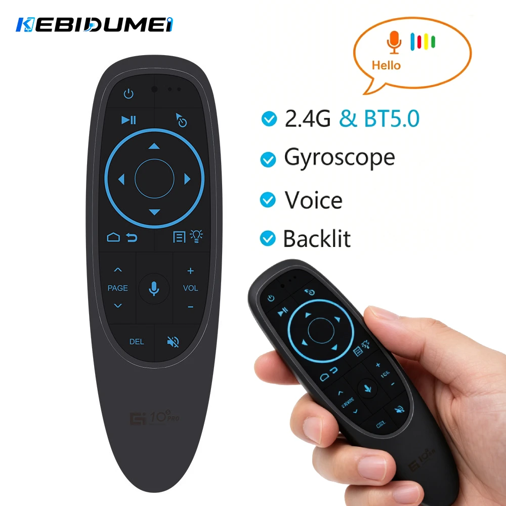 KEBIDUMEI G10S PRO BT Voice Remote Control 2.4G Wireless BT 5.0 Voice Air Mouse with Gyroscope Backlit For PC Smart Android TV