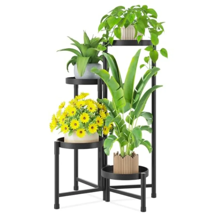 

Подставка для растений в помещении и на открытом воздухе, 4-х уровневый угловой металлический держатель для цветов, полка, простая сборка, складная высокая стойка для орхидей f