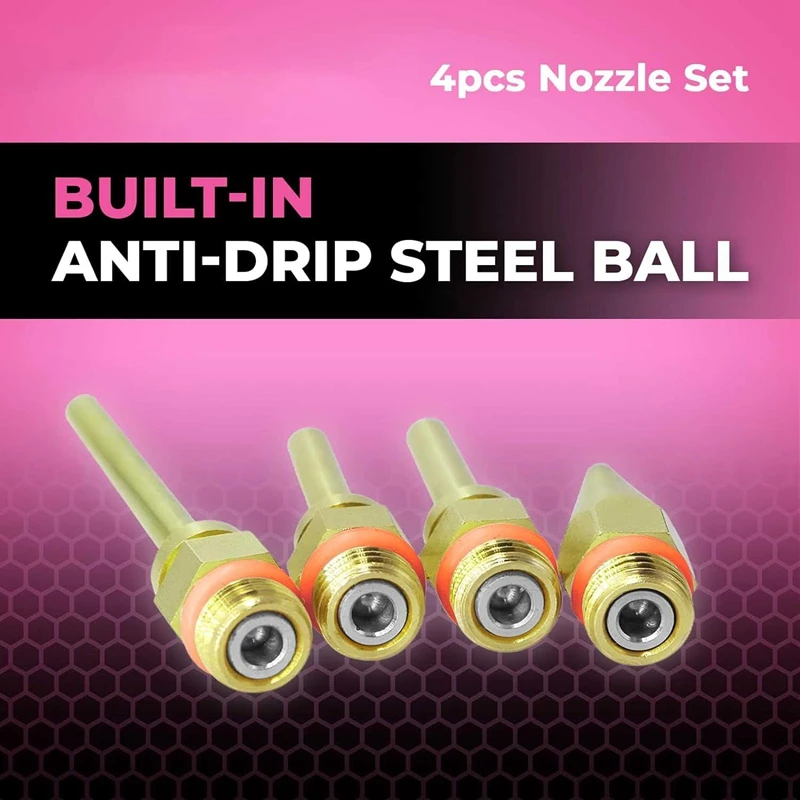 استثنائي! فوهات نحاسية ذات طرف رفيع للغراء الساخن مكونة من 4 فوهات نحاسية كاملة الحجم ذات درجة حرارة مزدوجة تذوب بالحرارة