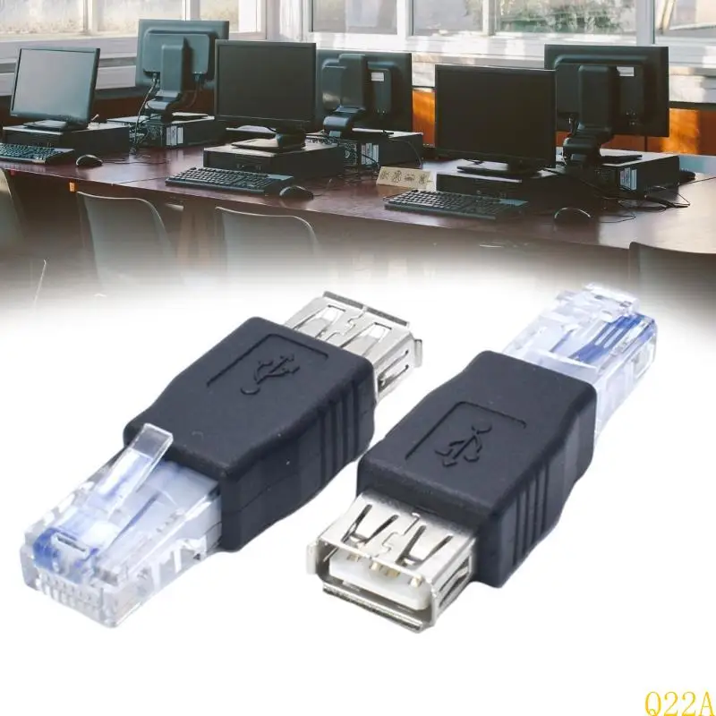 Q22A 2PCS USB FEMAL bis 8P8C RJ45 männliche Ethernet -Networking -Kabel -Adapter -Konverter