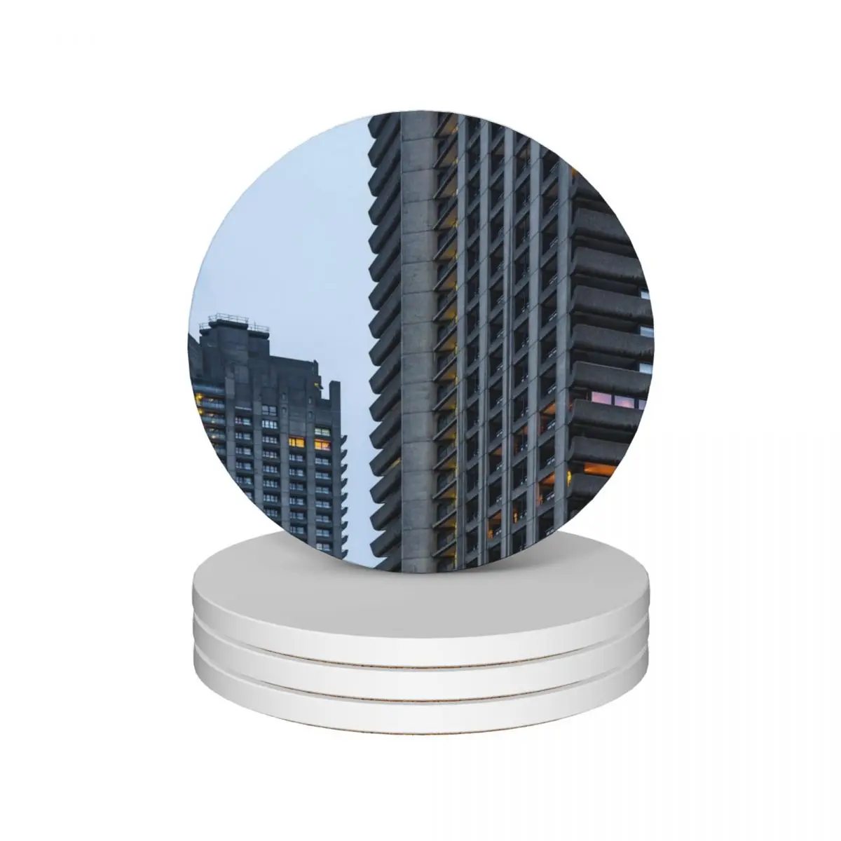 

Barbican building at twilight Ceramic Coasters (Set of 4) for coffee mugs Tea cups for table Creative Coasters