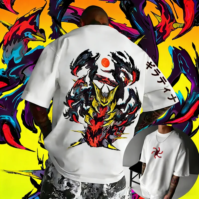 2026 Sommer Baumwoll-T-Shirt mit Aufdruck für Herren, Damen und Kinder, Atmungsaktives Oversize-Freizeitoberteil, Anime-Fans Eisdrachen-Grafik Streetwear