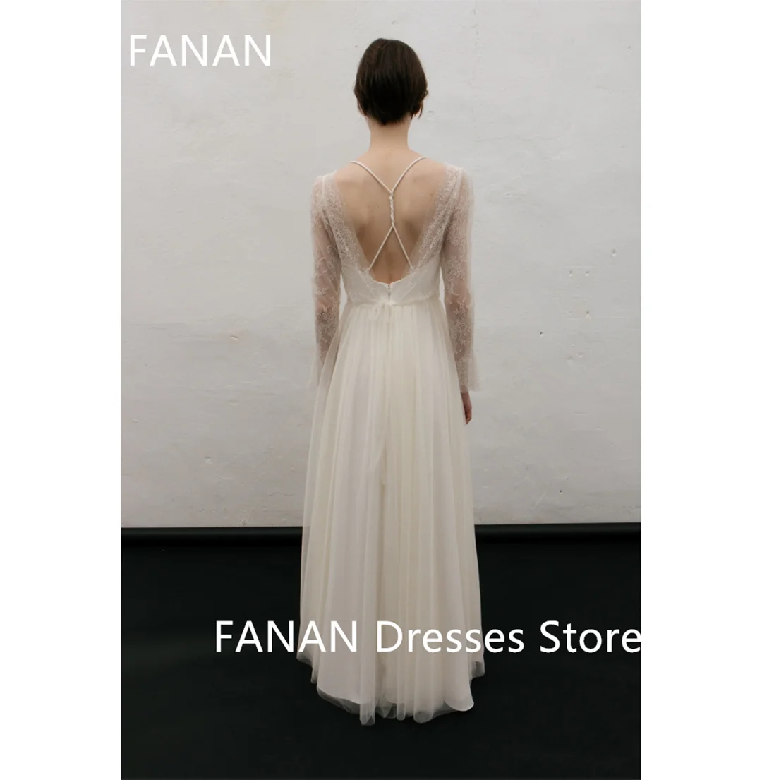 فستان زفاف عاجي من Fanan-V-Neckline ، مصنوع خصيصًا ، فساتين زفاف مكشكشة ، ثوب عاجي ، ساتان من قطعتين ، مكشكش ، مقاس كبير ، كوريا