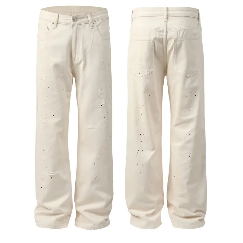 WTHT موضة الرجال الكتابة على الجدران تفعل التصميم القديم عادية الدينيم السراويل العصرية واسعة الساق فضفاض مستقيم الجينز الذكور 2025 الخريف 2A2297 #6
