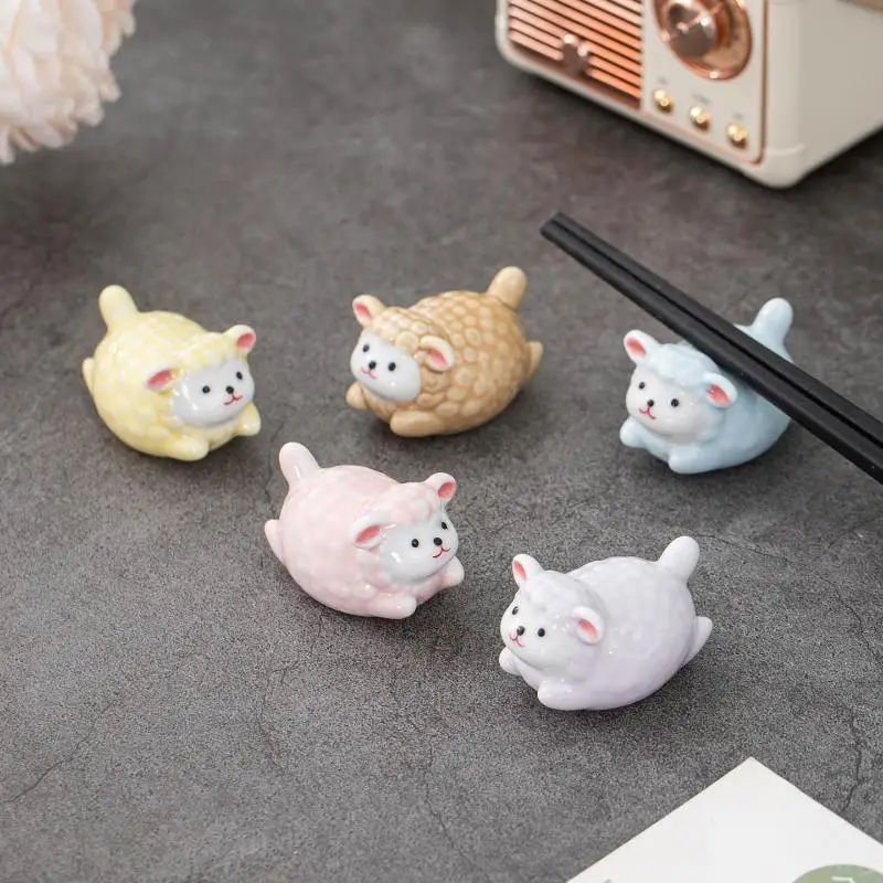 Ceramic Little Sheep Chopstick Rack Spoon Fork Stand Rest Pillow Kitchen Tableware Dinner Accessory
