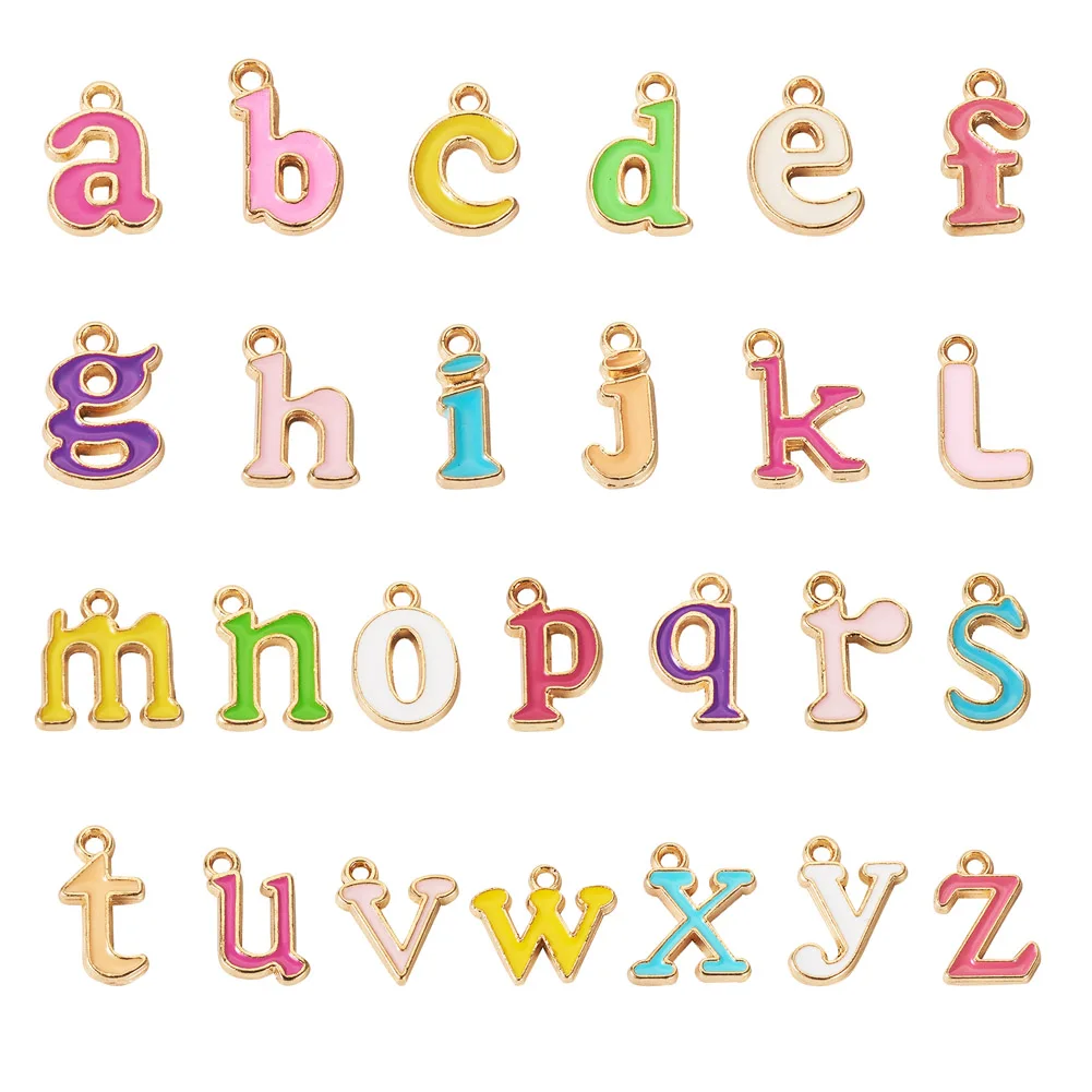 

2Sets Letter A~Z Alphabet Alloy Colorful Enamel Charms Metal Letter Pendants For DIY Bracelet Necklace Jewelry Making Supplies