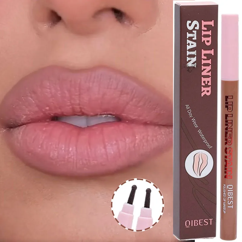 Matowa kredka do ust w odcieniu nude, brązowa pomadka powiększająca usta, trwała, wodoodporna, cienka pomadka, konturujący makijaż ust, kosmetyk.