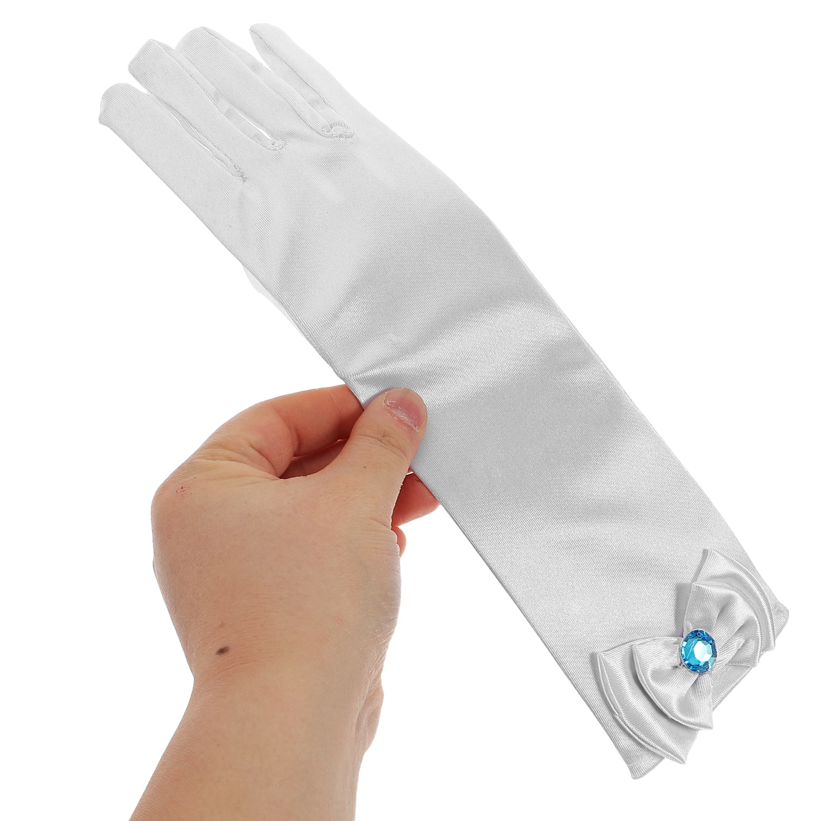 

Children Princess Dress Gloves Girls Formal Bow Red Winter Long Satin Costume Accessories Kids Gloves Warm Polyester