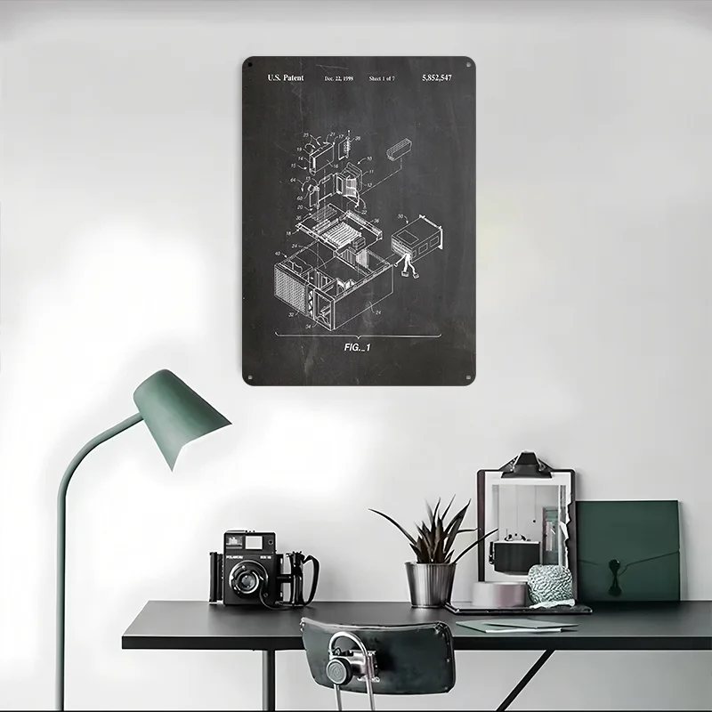 أجزاء الكمبيوتر براءة اختراع 1998 تين تسجيل الجدار ملصق فني عناصر الديكور الداخلي خمر علامات معدنية الرجعية للديكور المنزل