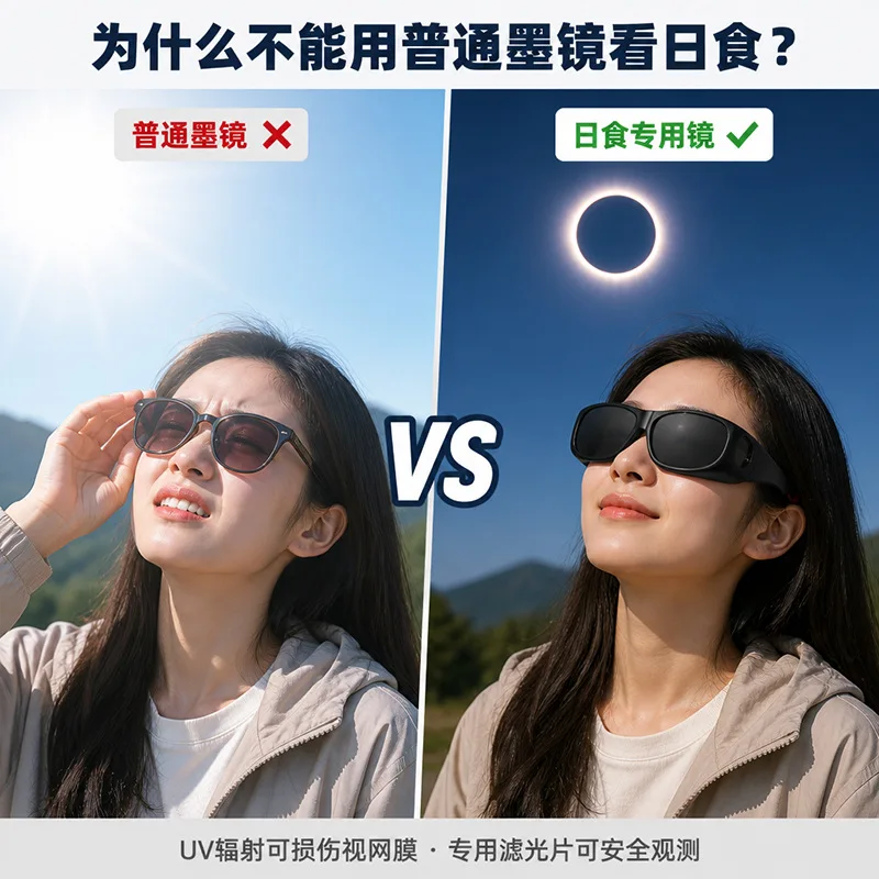 Black Frame Red Temple Solar Eclipse Protection Glasses Professional Sun Light Reduction Lens Portable Observation Goggles