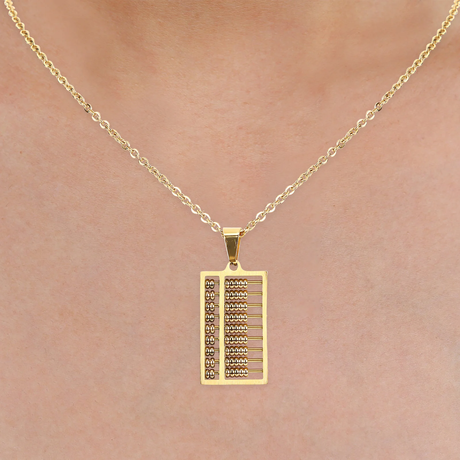 

Abacus Pendant Stainless Steel Necklace Creative Charm Fidget Necklace for Men Women Trendy Clavicle Chain Jewelry