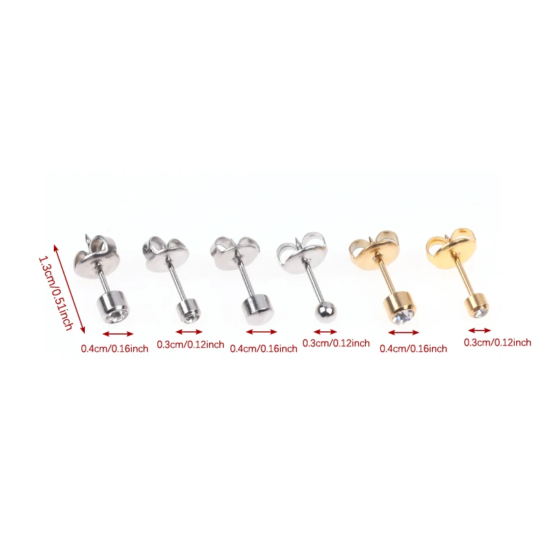 10Pcs Steel Surgical Piercing Ear Stud Earrings Jewelry for Piercing Gun Tool