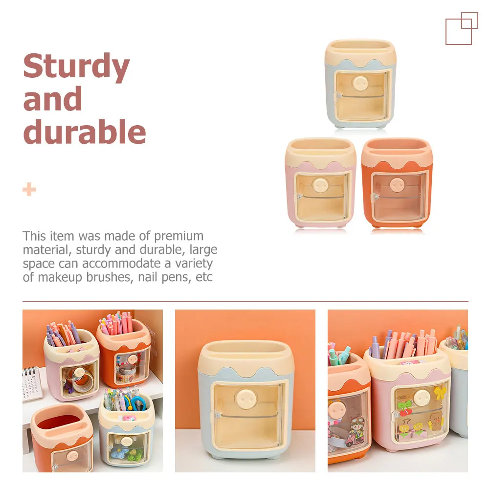 

3pcs Large Capacity Cartoon Holder Multi-Function Pencil Organizer Sturdy Desktop Pen Container For Home Office School