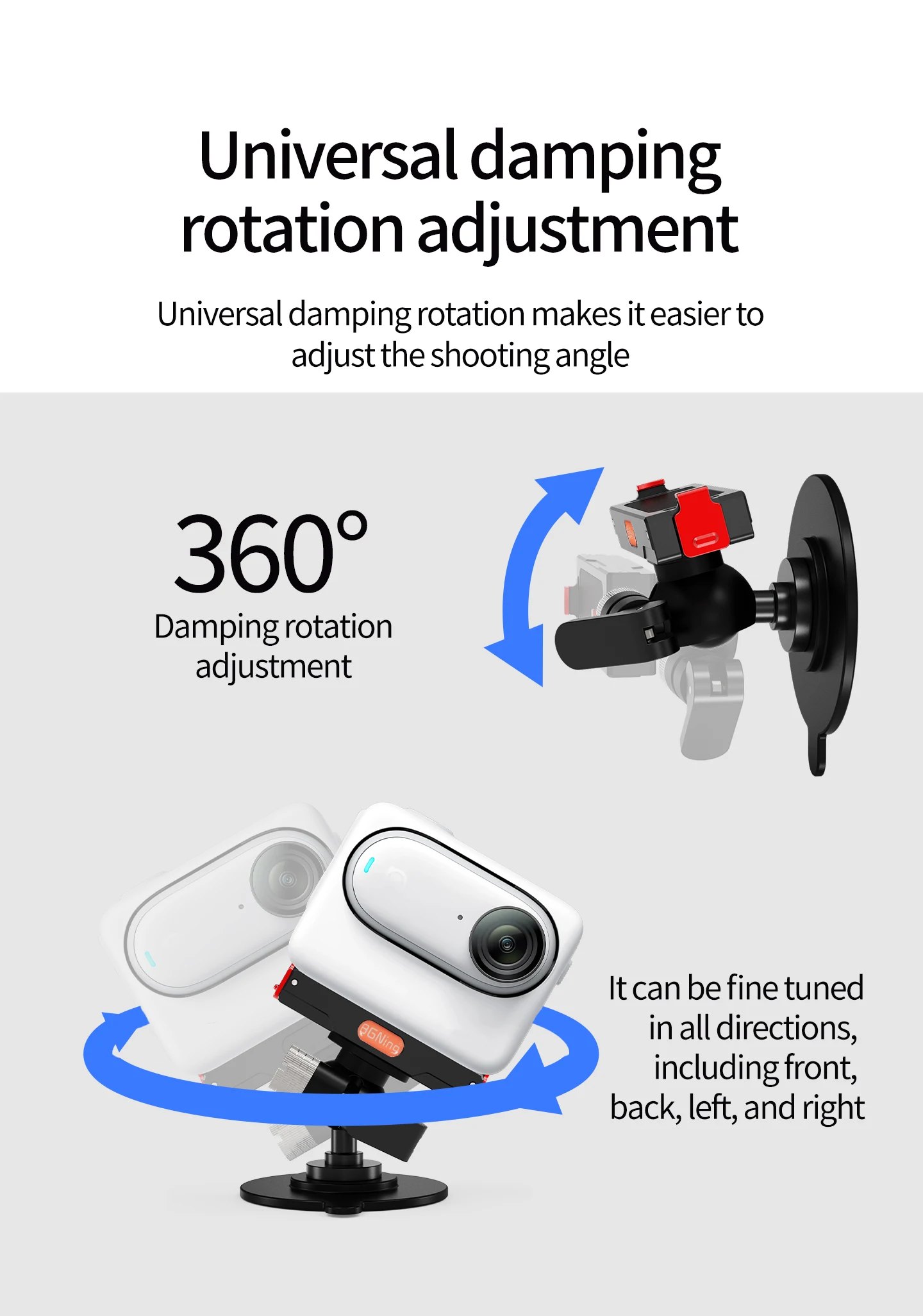 Verstellbare Kugelkopf-Kamerahalterung mit Klebe- und Saugnapfbefestigung für Motorrad und Auto, geeignet für Insta360 GO Ultra X5 X6 Ace Pro2 mit Magnetfuß – Detail 4