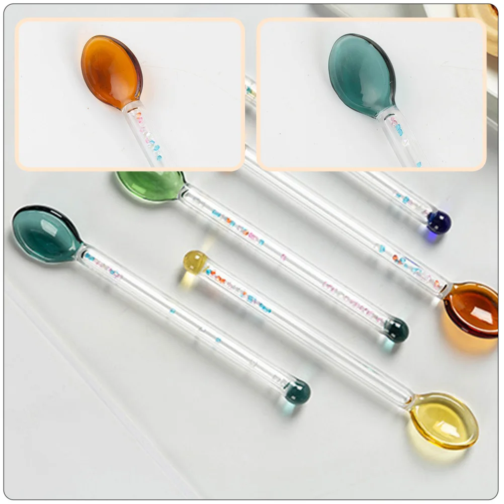 

4pcs Glass Dessert Spoons Long Handle Transparent Spoon For Coffee Milk Cake Watermelon Party Stirring Tool High-Temperature