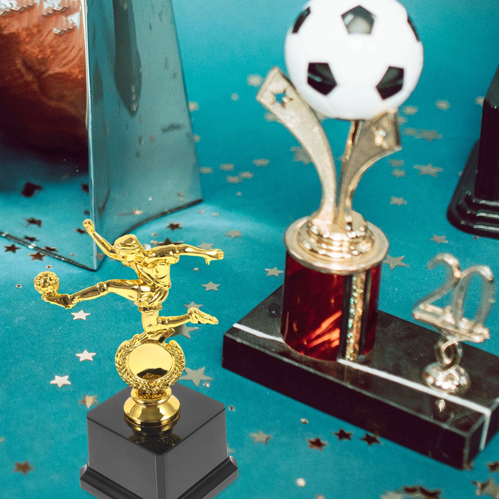 

Plastic Football For Kids School Competition Award Decorative Trophy Athlete Shaped Match Trophy Desktop Decor