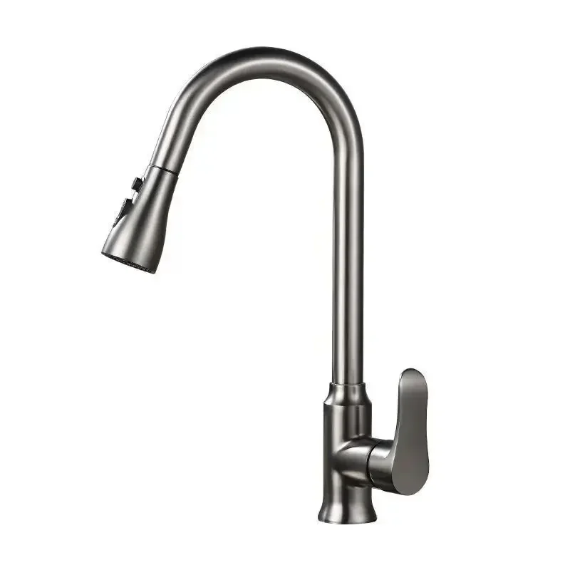 Gun Grey Kitchen Faucet Vegetable Washing Basin Pull Out Type Faucet Household Sink Dishwashing Sink Rotary Hot & Cold Faucet