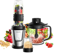 BioloMix 3-in-1 Multifunctional Food Processor 700W Portable Juicer Blender Personal Smoothie Mixer Food Chopper