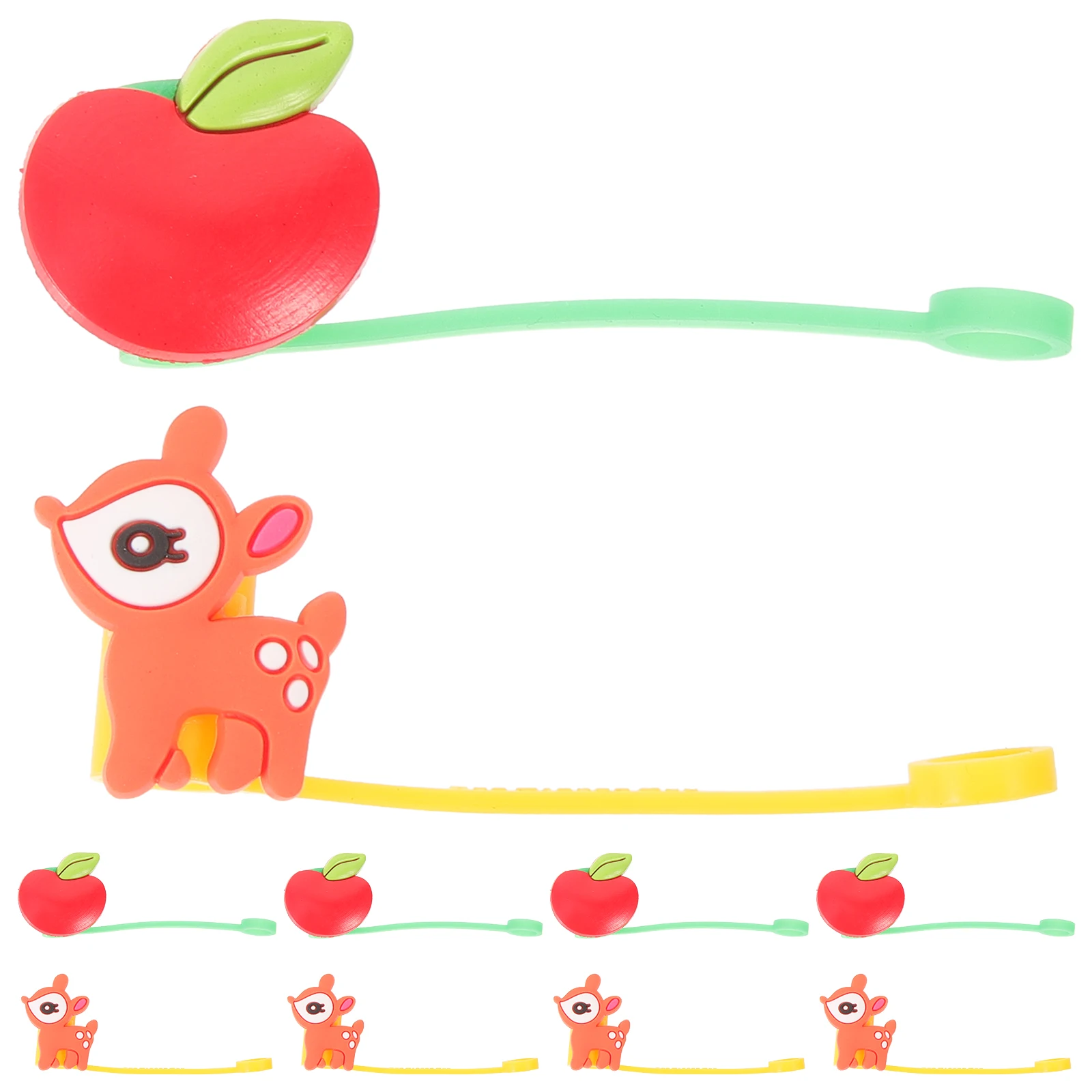 

10pcs Reusable Pvc Straw Covers Cute Mini Caps Toppers For Drinking Straws Tumbler Lid Protector Party