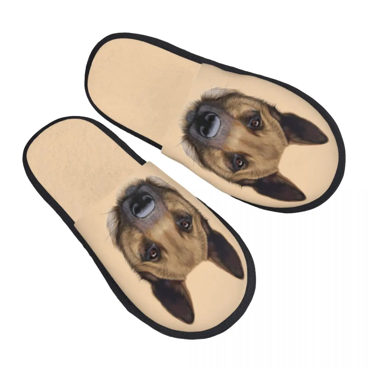 

Portrait Of Malinois Dog Indoor Slippers Furry Slipper Winter Home Shoes House Flat Closed Toe Slides Flip Flops