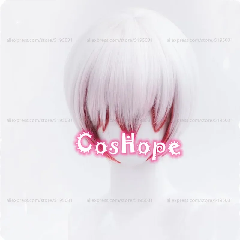 Saigiku Jono Cosplay Wig 30cm Short Wig Silver White Red Wig Anime Cosplay Wigs Heat Resistant Synthetic Wigs