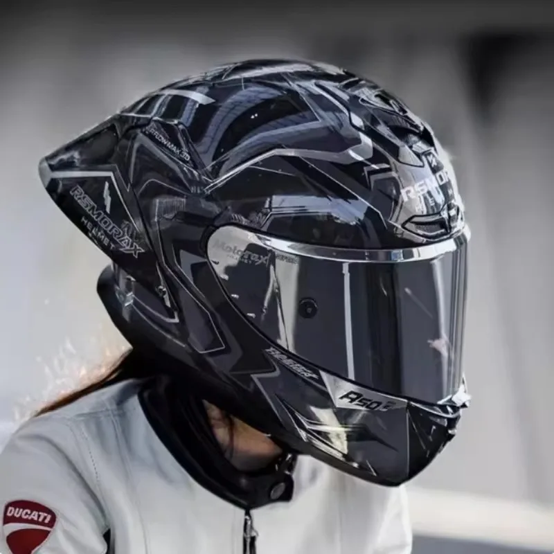 Motorax Morex R50s PRO Motorcycle Gray Helmet Men's and Women's One Piece Full Helmet Motorcycle Universal for All Seasons