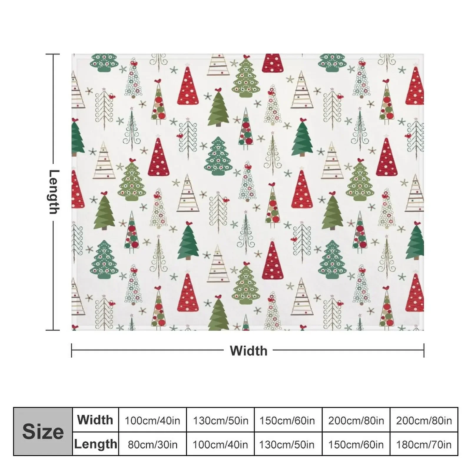 Swedish Minimalist Christmas Trees Pattern - Classic Red and Green Throw Blanket Hairy Decorative Throw Blankets