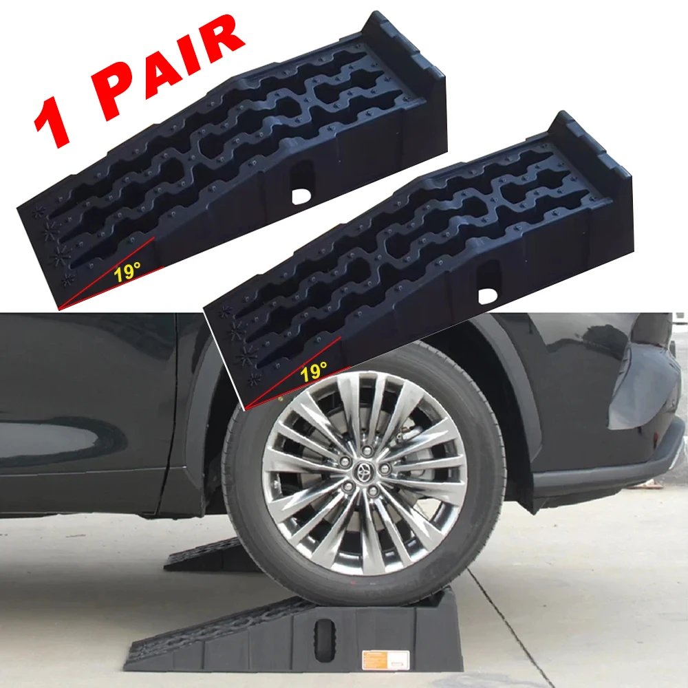 DAP 2 Pcs Wheel anti-skid ramp Automotive chassis inspection Tire ramp Car maintenance Car washing Plastic ramp 90.5x30x21.5cm