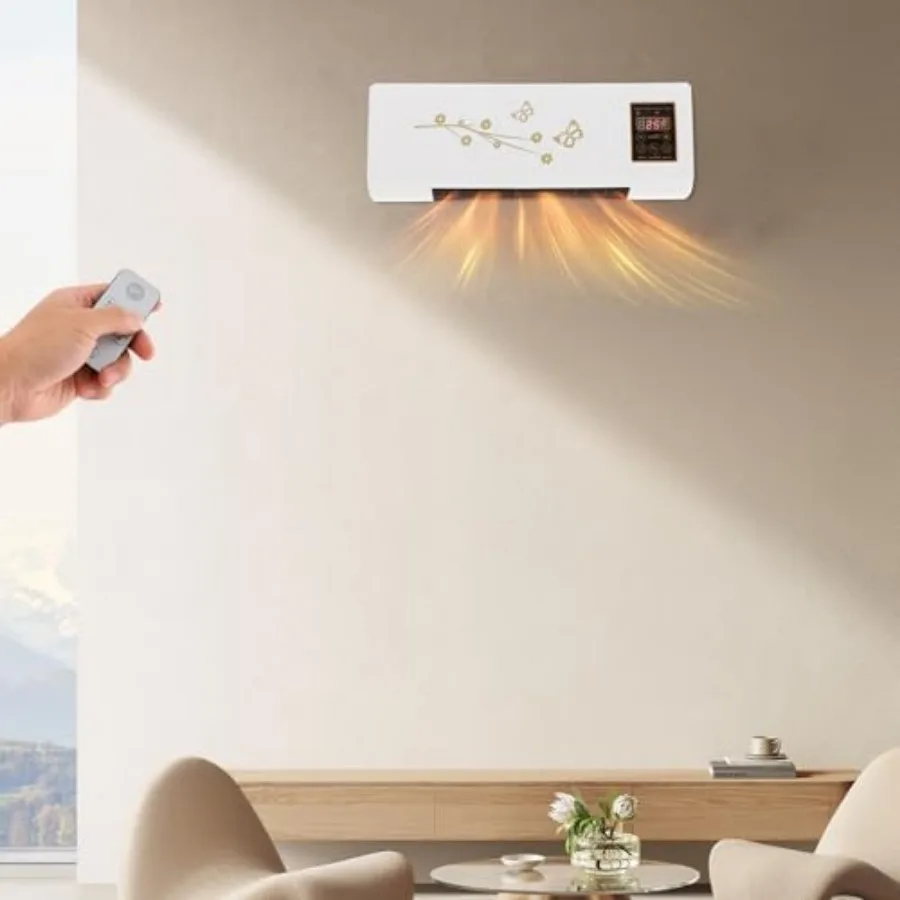 Wall Mounted Heating Machine with a 1400W Output, Indoor Space Heater for Bedroom with a Timing Function, Portable Air Conditio