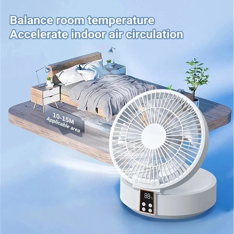 New Portable Air Cooler Desktop Cooling Fan Wireless Wall Mounted LED Light Folding Electric Ventilator Air Conditioner Table