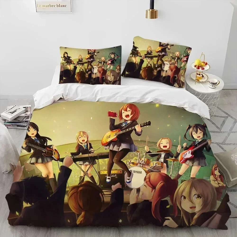 3D K-ON Kawaii Girls Anime Printed Bed Set Duvet Cover Pillowcase Bedding Set Bed Linen Sheet Quilt Cover Full Queen King Size