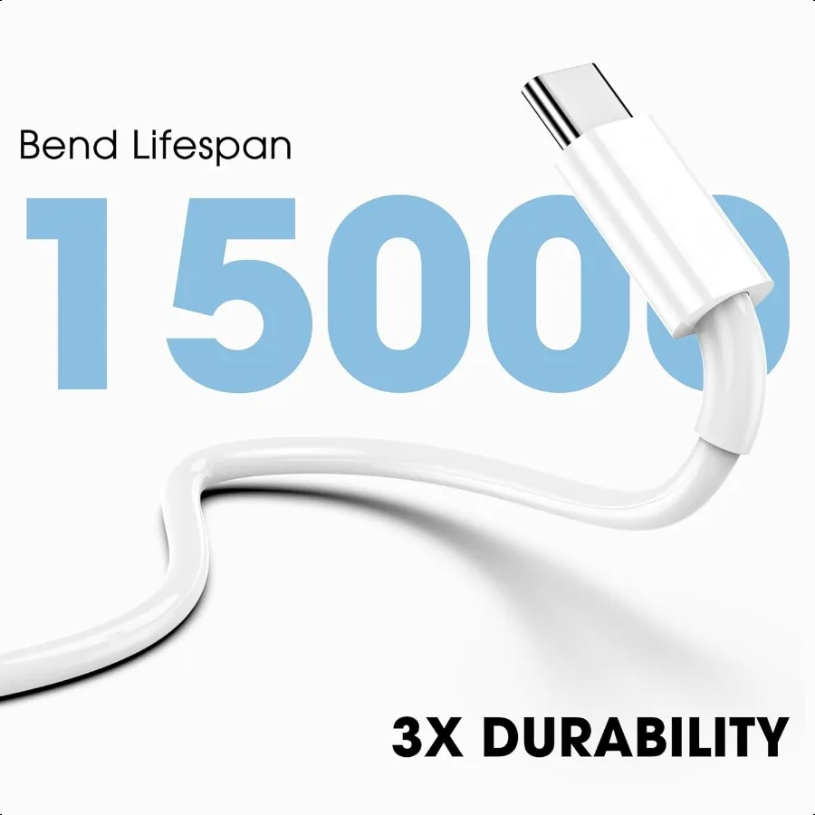 Cable de carga Apple USB C a USB C, paquete de 3, cable de cargador rápido USBC de 6 pies, Cable tipo C a tipo C de 60W para iPhone 16 15 Pro Max Plus 16E