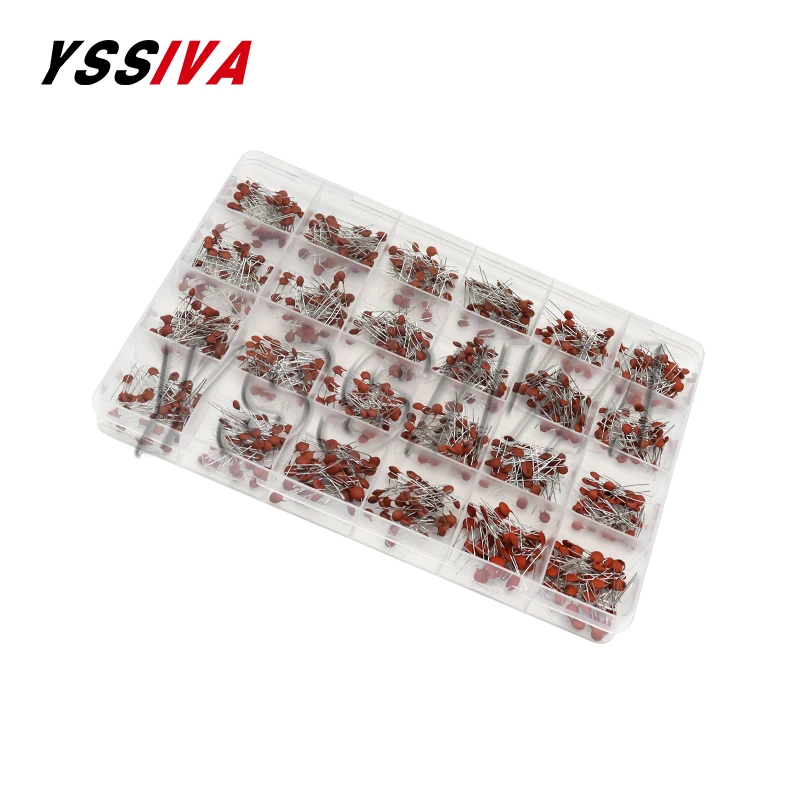 960pcs 24Values*40pcs Ceramic Capacitor Assortment Kit 50V 2pF - 0.1uF Capacitance Set DIY Pack