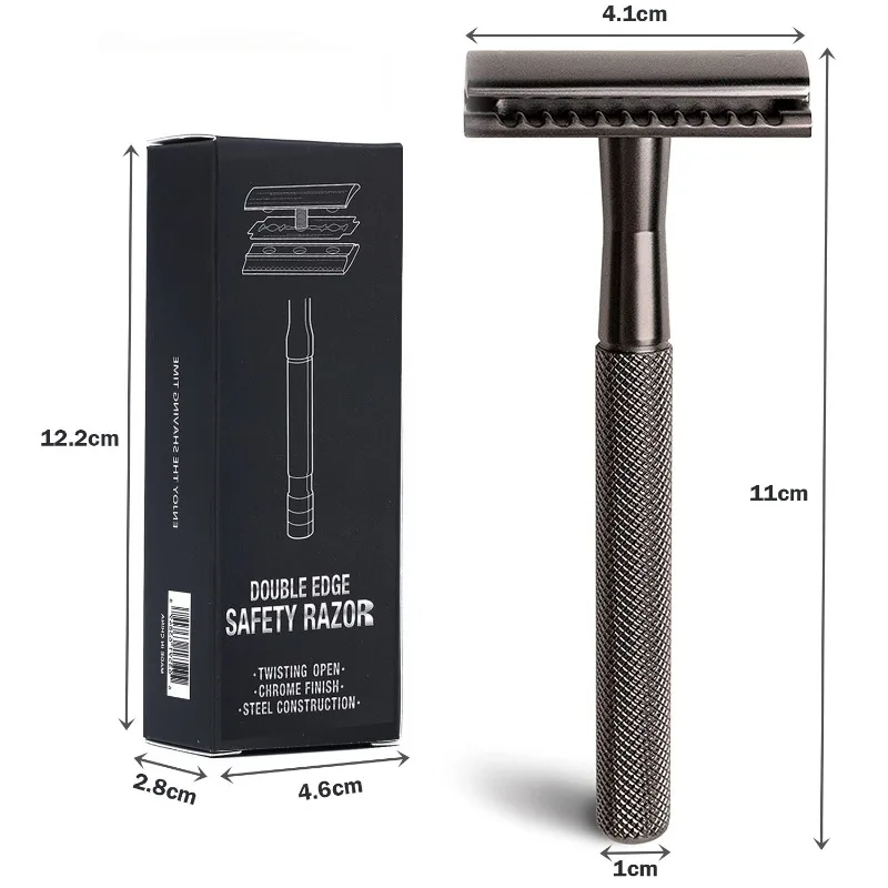 Stainless Steel Safety Razor Weighted Handle Double Edge Blade Refills Single Blade Razor for Men Shaving Razor Shaver Male