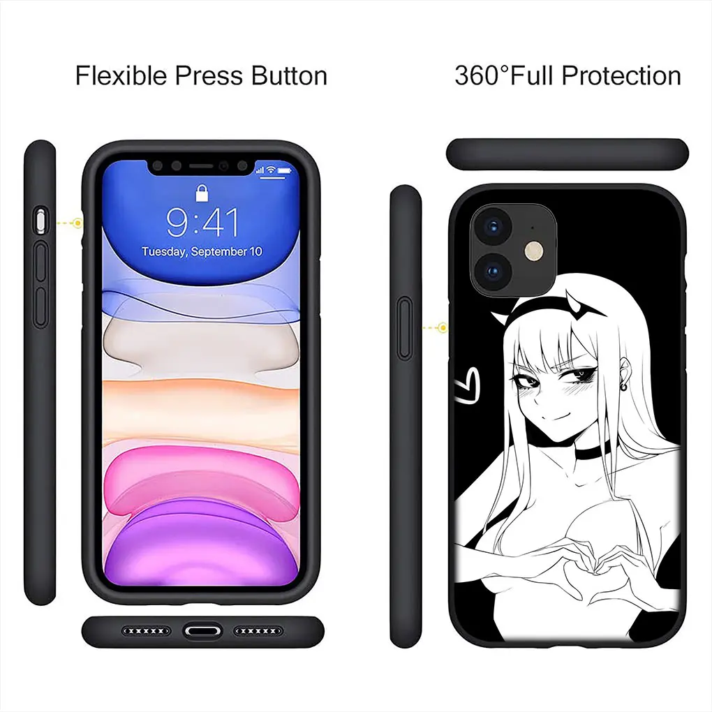 Darling in the FranXX Zero Two 002 Soft Cover Phone Casing for Apple iPhone 16 15 14 13 12 11 Pro Max 6 6s Plus + SE 16+ Case