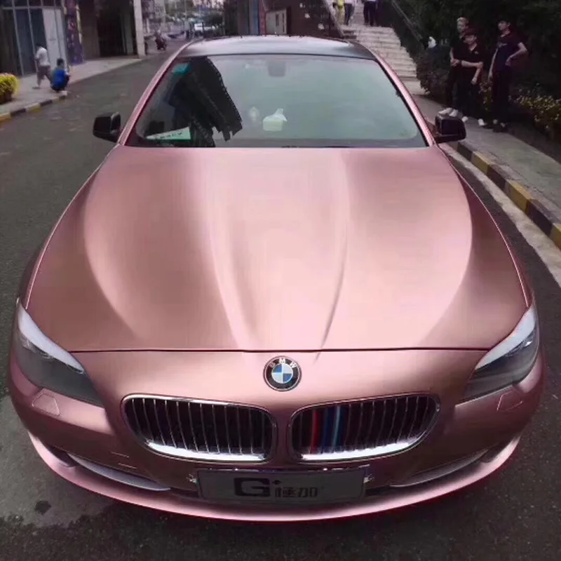 

Matte Rose Gold Metallic Vinyl Film Car Wrap Foil with Air Release Adhesive Decal Car Wrapping size 1.52x18m 5x59ft