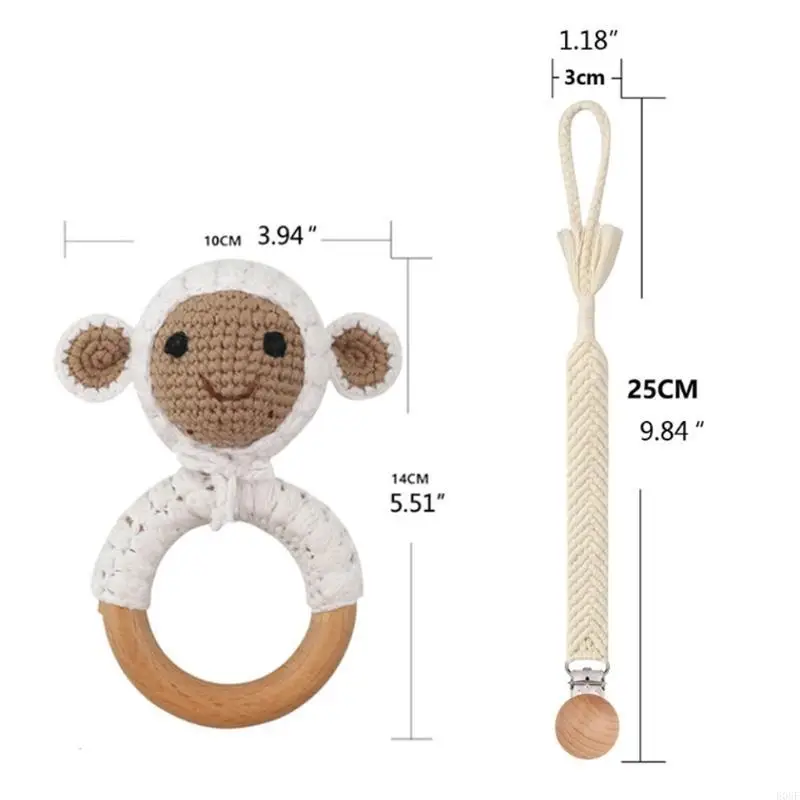 E06f 1 ensemble bébé nouveau-né étoile étoile teether sacificier clip chain mamelon support bricolage crochet hochet d'agneau