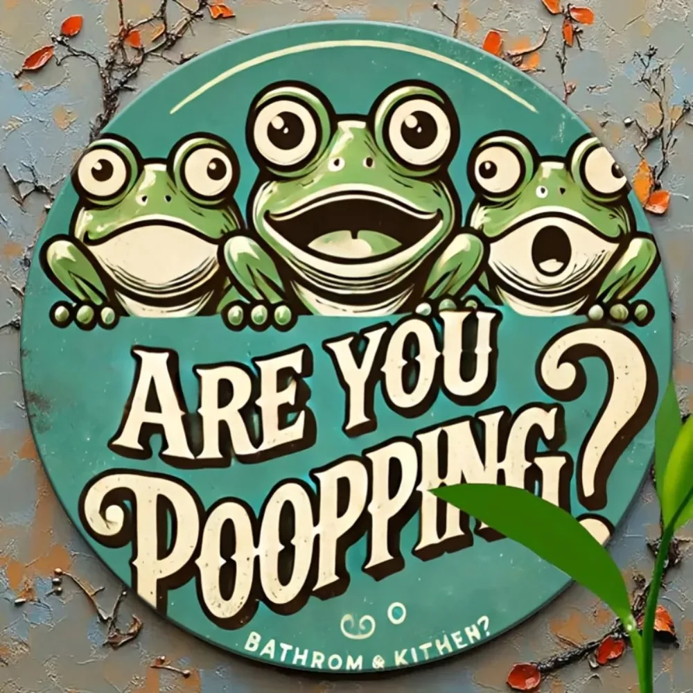 علامة معدنية مستديرة عتيقة "هل أن تتبرز؟" - قطعة واحدة من ديكور ممتع للحمام والمطبخ والمنزل #1