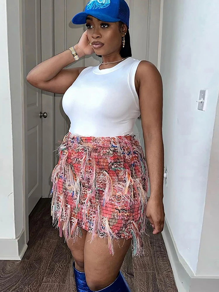 Sisterlinda الربيع الإصدار جونيور موضة مثير شارع العليا تنورة صغيرة K25J75773 فتاة متعددة الألوان ضئيلة شبكة متماسكة تنورة مستقيمة