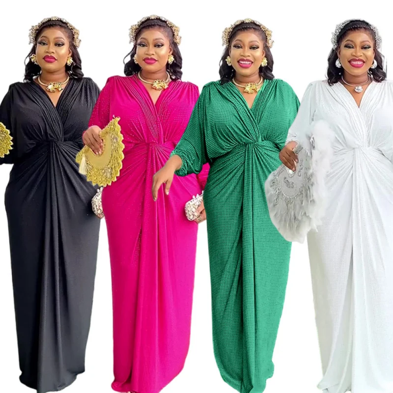 

New style deepVElegant High-Waisted Long Dress with Raglan Sleeves for Plus Size Women