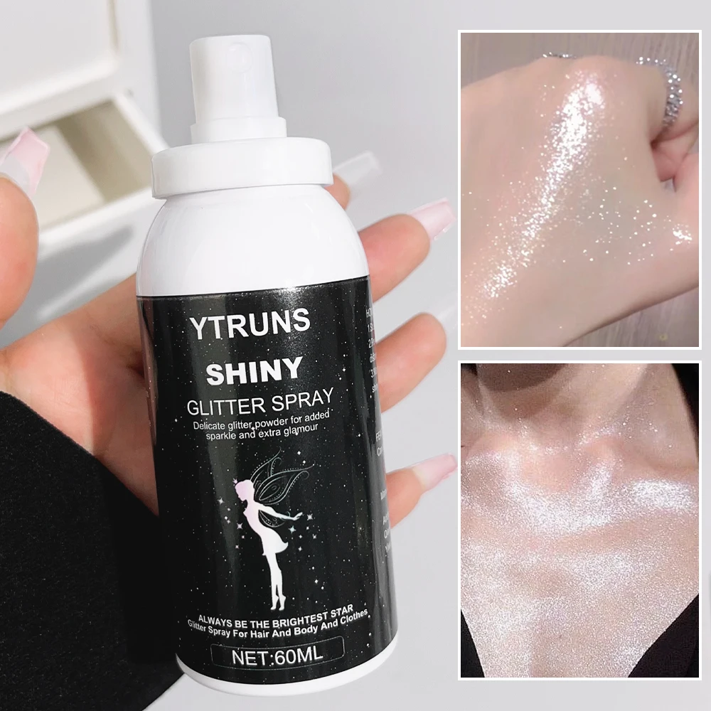 Spray de poudre de surbrillance liquide imperméable, éclat, visage, contour des cheveux, miroitant, surligneur haute brillance, diamant, look magnifique, maquillage, corps