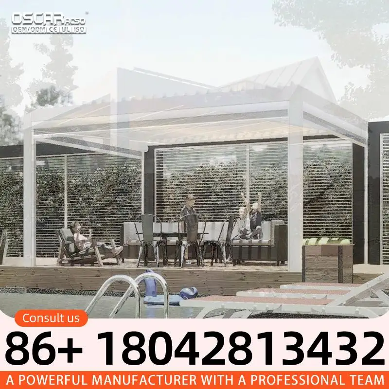 Outdoor Waterproof Louvre Shade Structure Over Deck Aluminum Shade Structure for Patio Balcony Backyard pergola