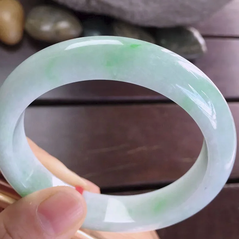 Wholesale Myanmar Natural Emerald a Goods Floating Green Big Size Positive Ring Jade Bracelet