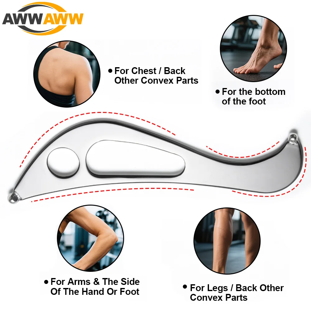 

1Pcs Stainless Steel Scraping Massage Tools, Muscle Scraper for Soft Tissue Mobilization Therapy and Deep Tissue Muscle Scraping