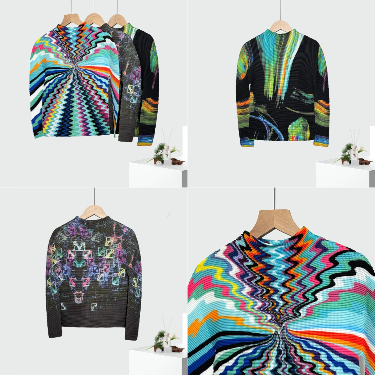 

Miyake плиссированная новинка 2025 года, нижняя рубашка с принтом, женская внутренняя часть, можно носить снаружи, плиссированная из кукурузы, тонкая блузка с длинными рукавами, осень